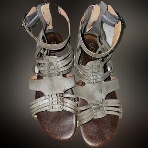 Roan Flat Distressed Gray Gladiator Sandals with Ankle Straps Size 9